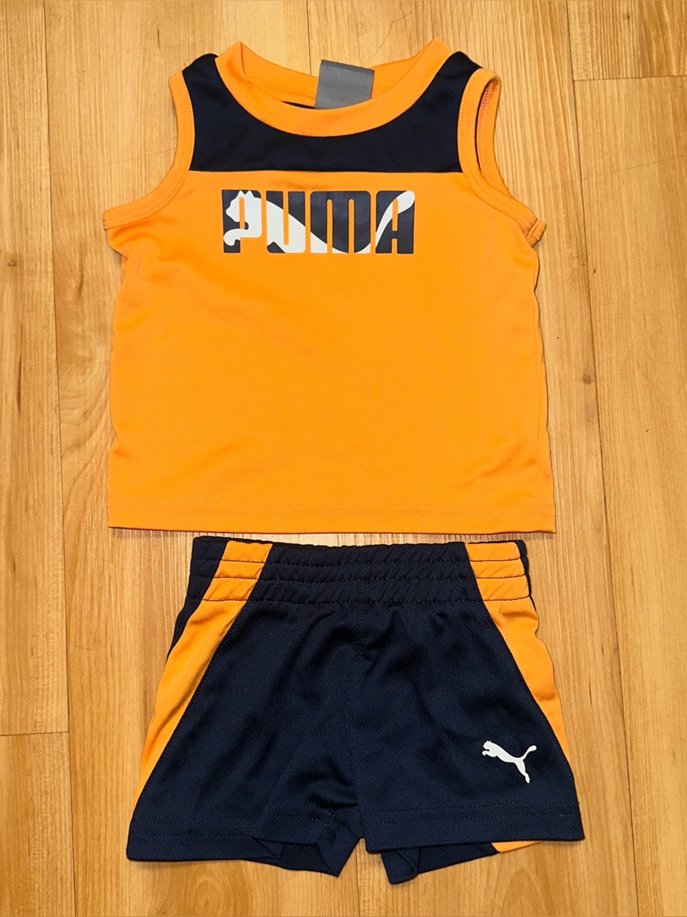 Puma Orange and Navy Kids One-Piece Swim Set